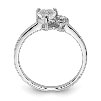 Sterlingsilber Rhodiniert Poliert Weiß Topas und Diamant Ring