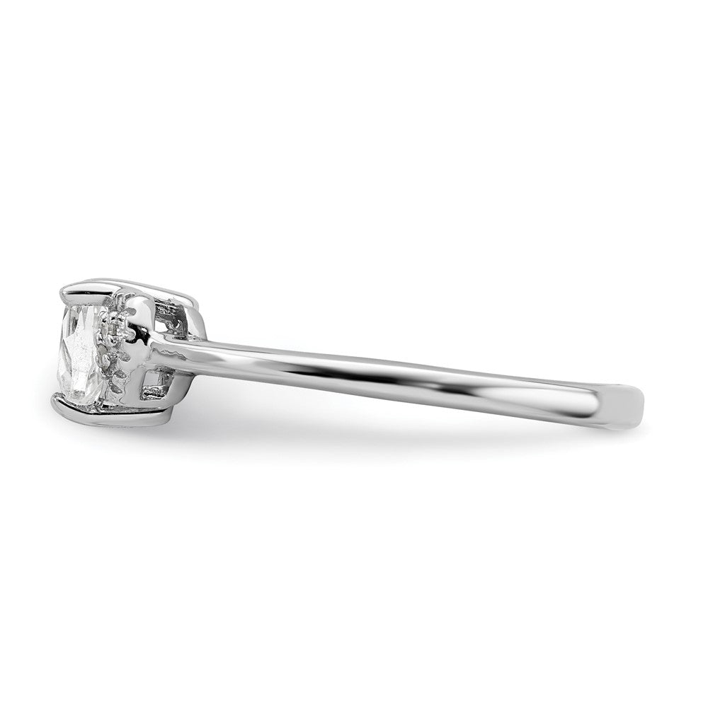 Sterlingsilber Rhodiniert Poliert Weiß Topas und Diamant Ring