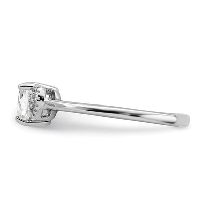 Sterlingsilber Rhodiniert Poliert Weiß Topas und Diamant Ring