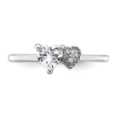 Sterlingsilber Rhodiniert Poliert Weiß Topas und Diamant Ring