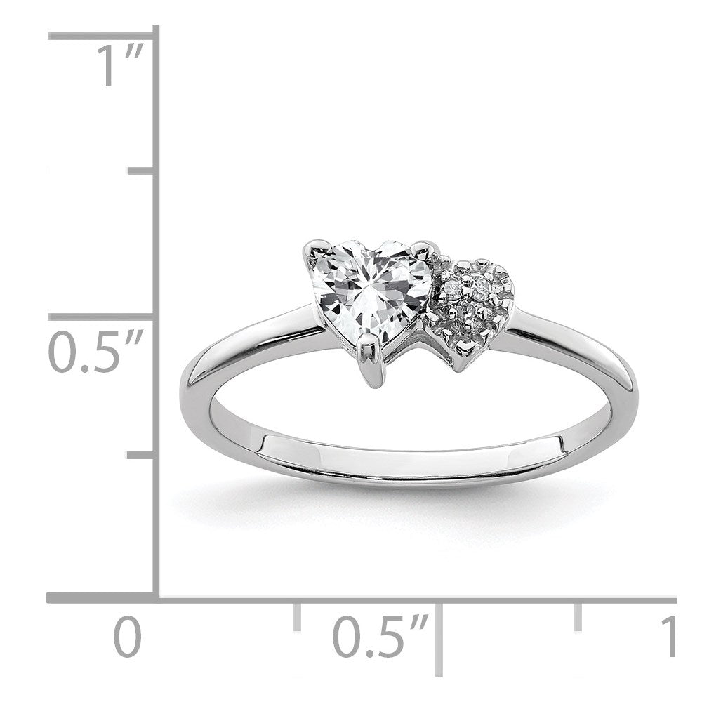 Sterlingsilber Rhodiniert Poliert Weiß Topas und Diamant Ring