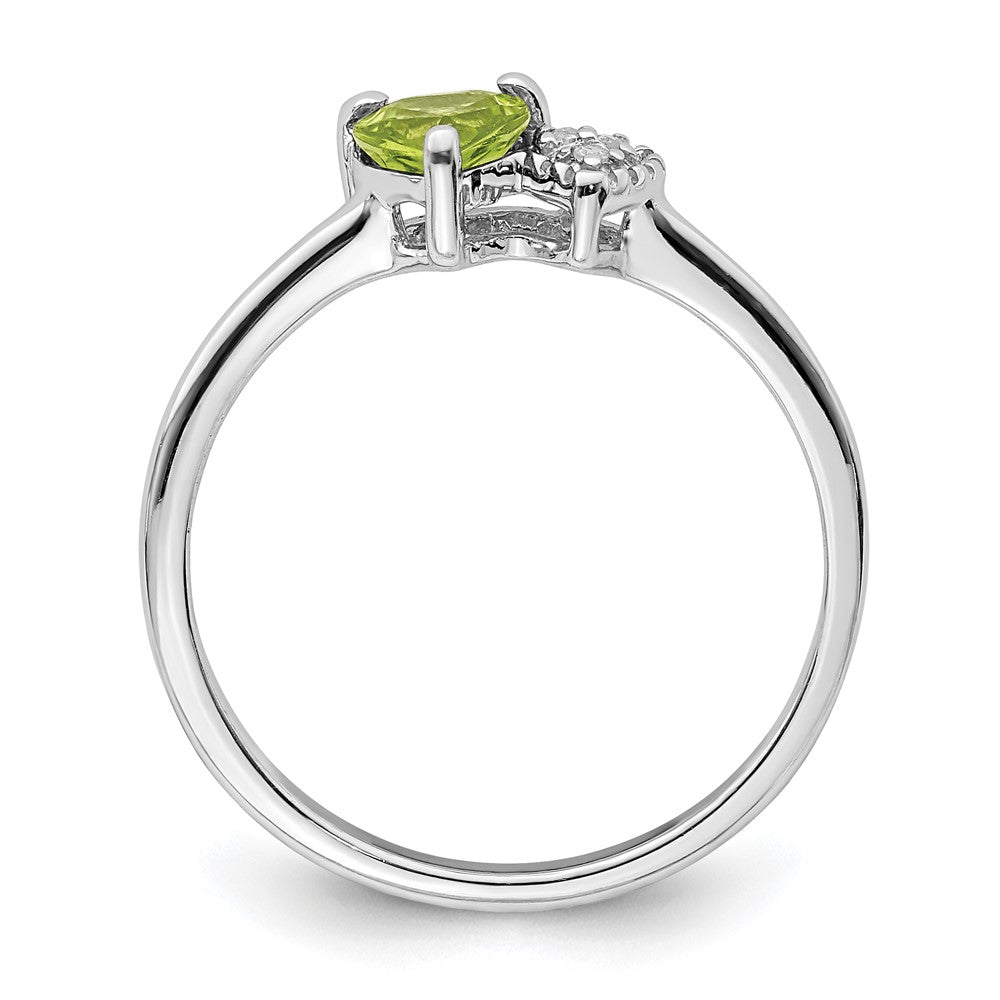 Sterlingsilber Rhodiniert Poliert Peridot und Diamant Ring