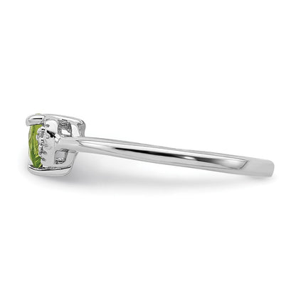 Sterlingsilber Rhodiniert Poliert Peridot und Diamant Ring