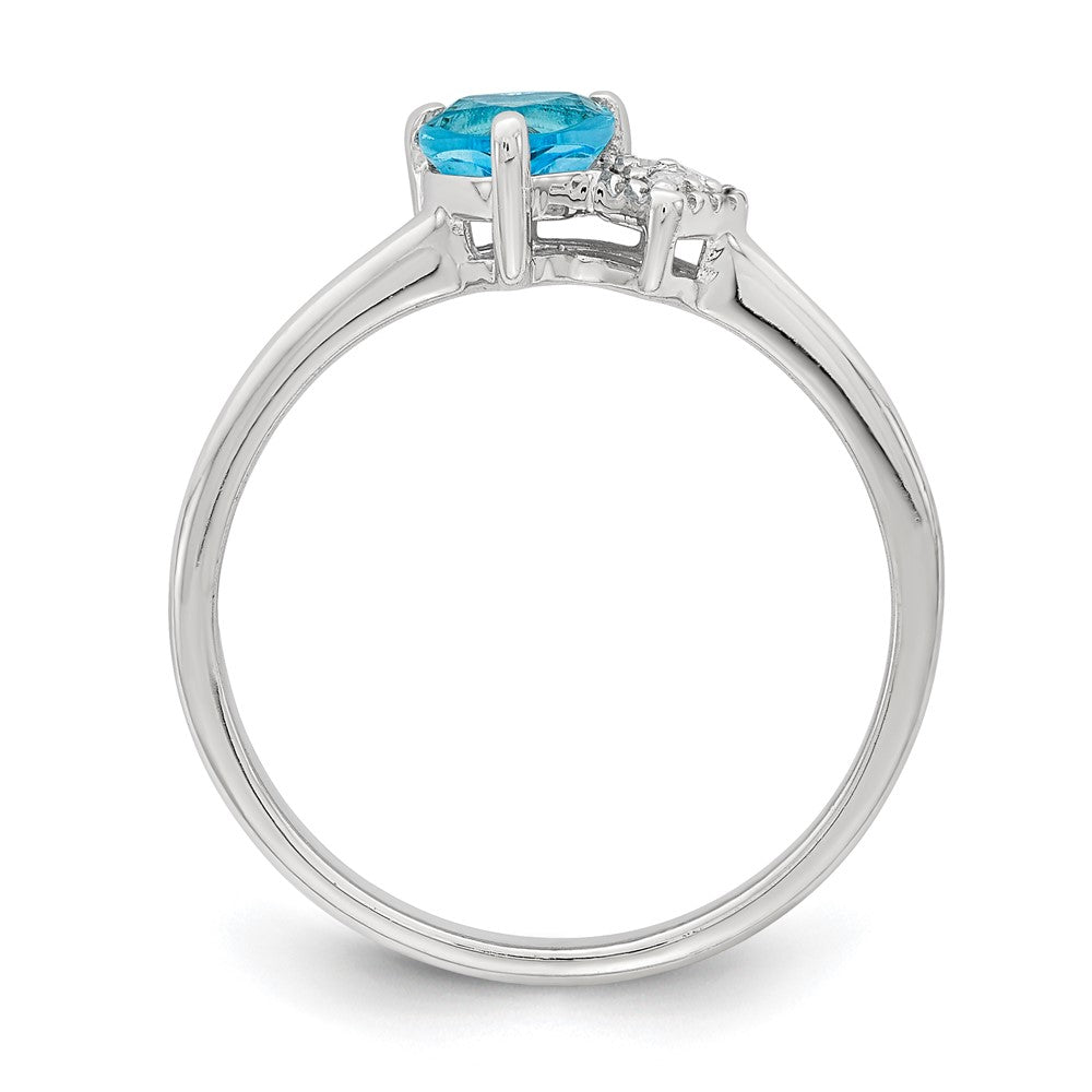 Sterlingsilber Rhodiniert Poliert Blautopas und Diamant Ring