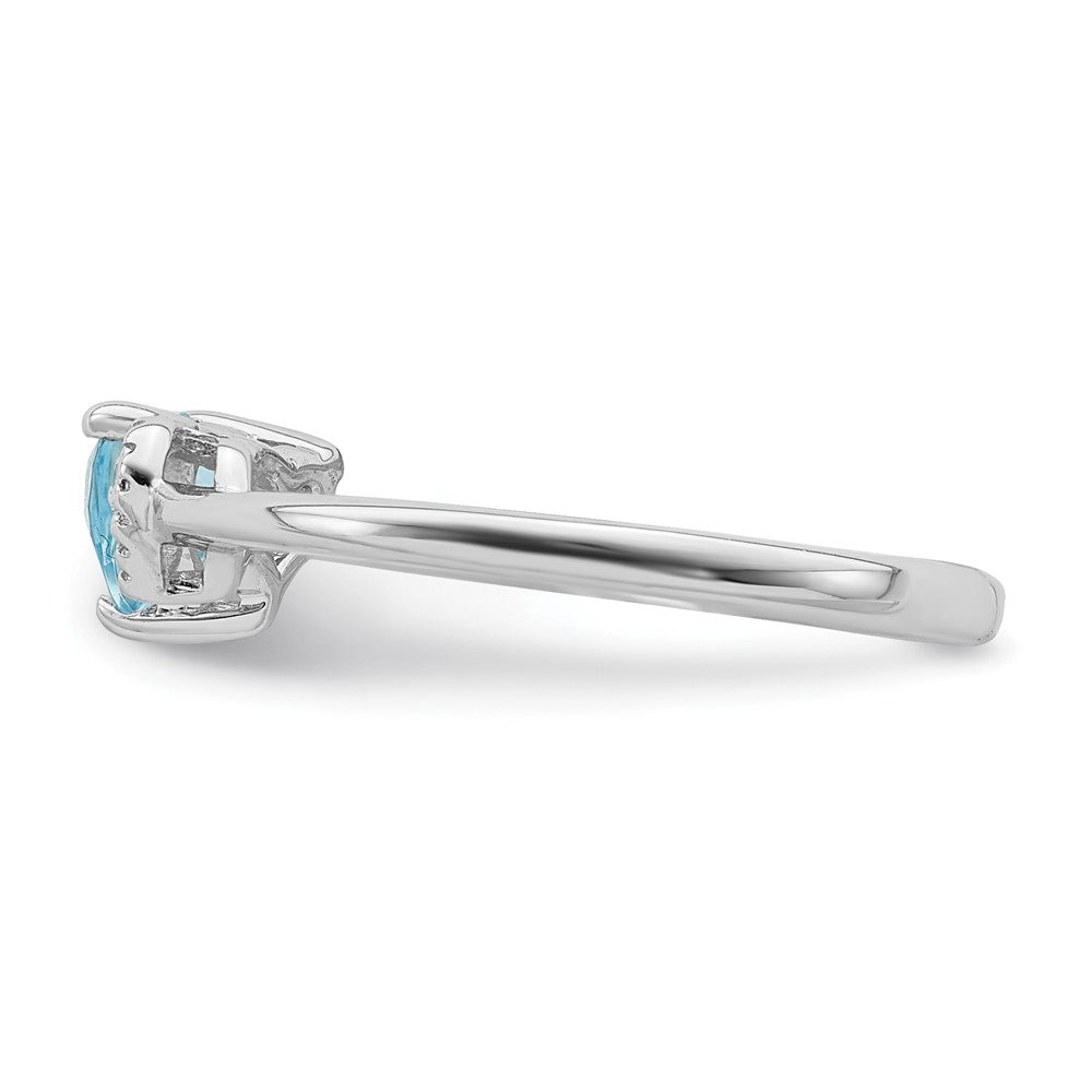 Sterlingsilber Rhodiniert Poliert Blautopas und Diamant Ring