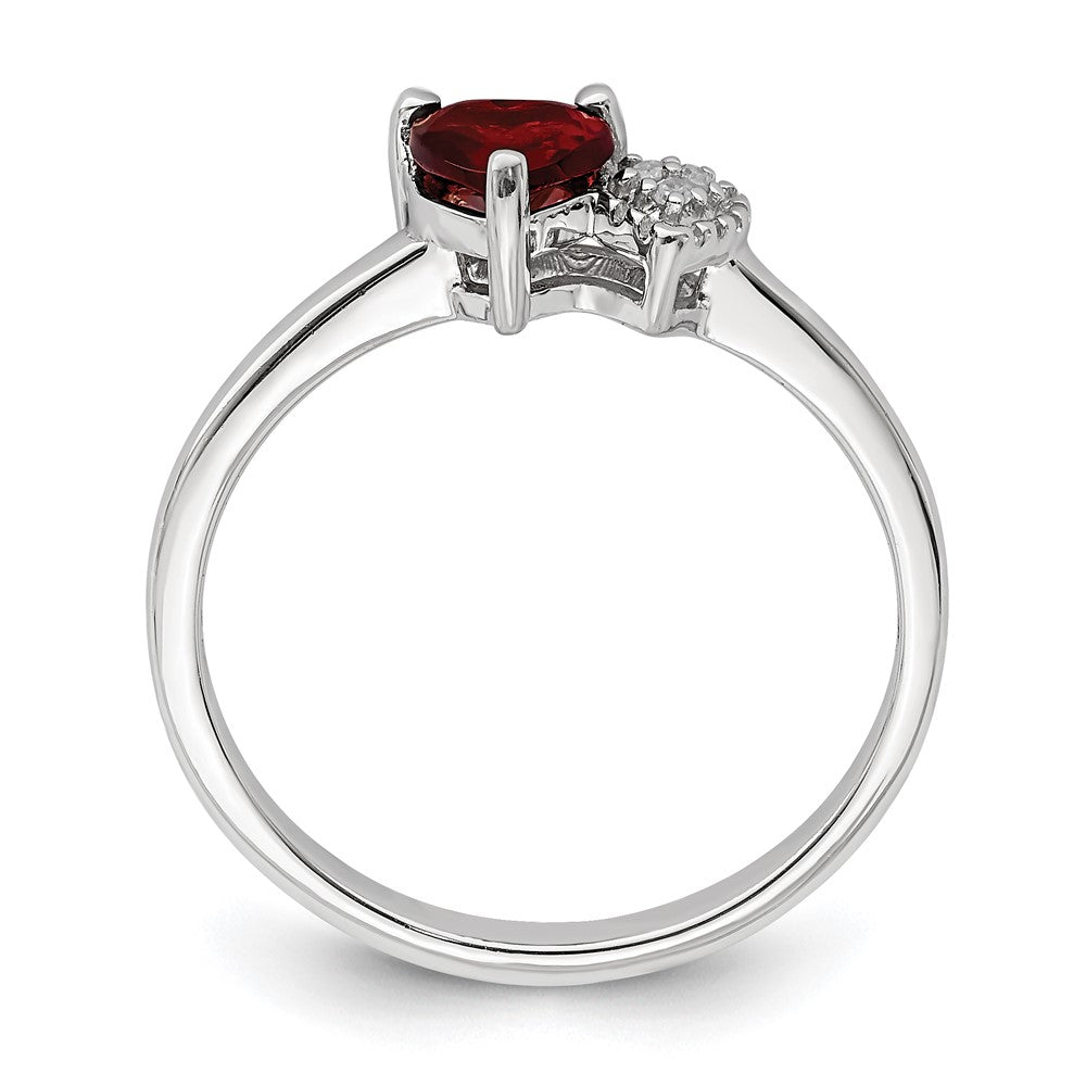 Sterlingsilber Rhodiniert Poliert Granat und Diamant Ring