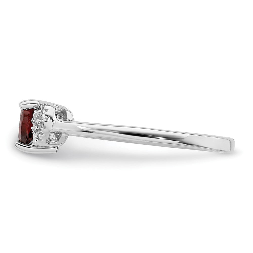 Sterlingsilber Rhodiniert Poliert Granat und Diamant Ring