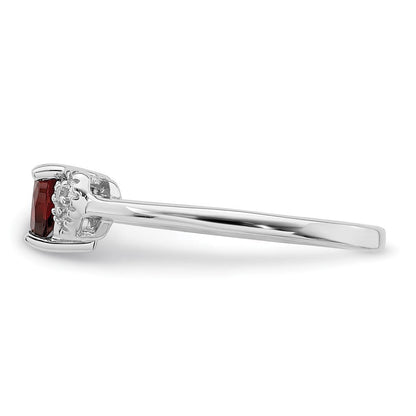 Sterlingsilber Rhodiniert Poliert Granat und Diamant Ring