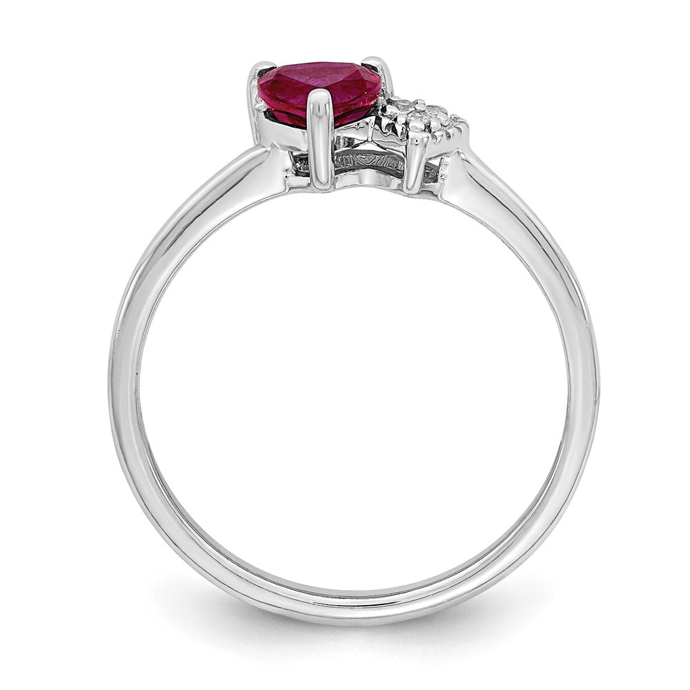 Sterlingsilber Rhodiniert Erzeugt Rubin und Diamant Ring