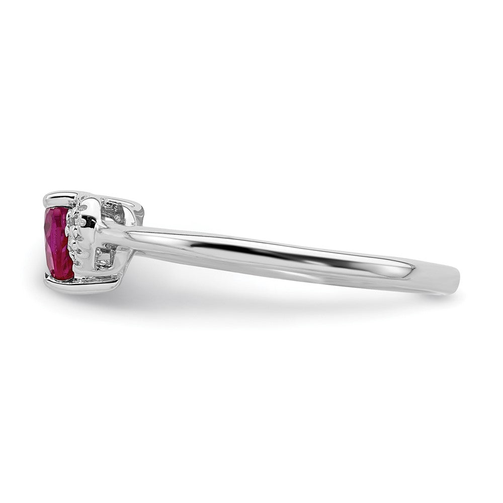 Sterlingsilber Rhodiniert Erzeugt Rubin und Diamant Ring