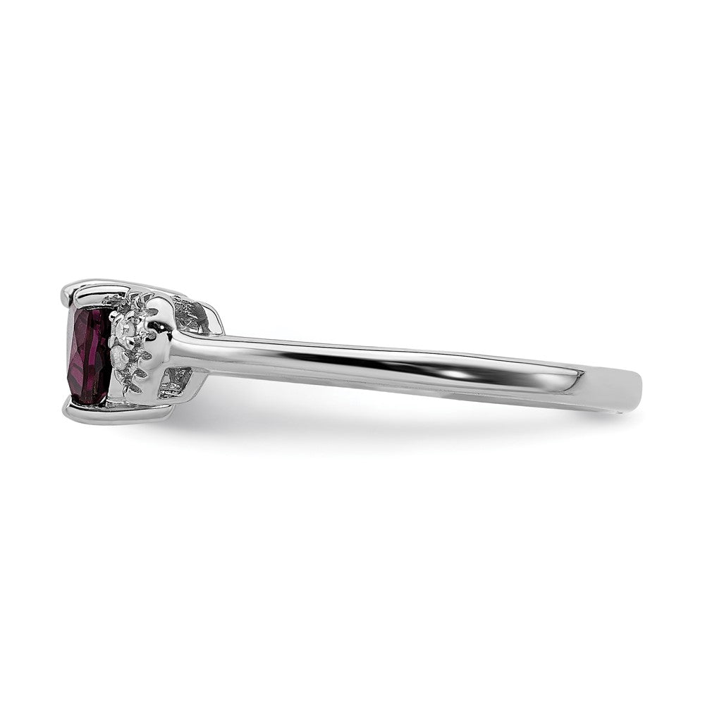 Sterlingsilber Rhodiniert Rhodolith Granat und Diamant Ring