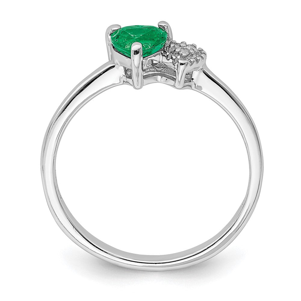 Sterlingsilber Rhodiniert Erzeugt Smaragd und Diamant Ring (size 7 Nur)