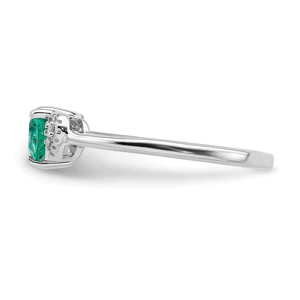 Sterlingsilber Rhodiniert Erzeugt Smaragd und Diamant Ring (size 7 Nur)