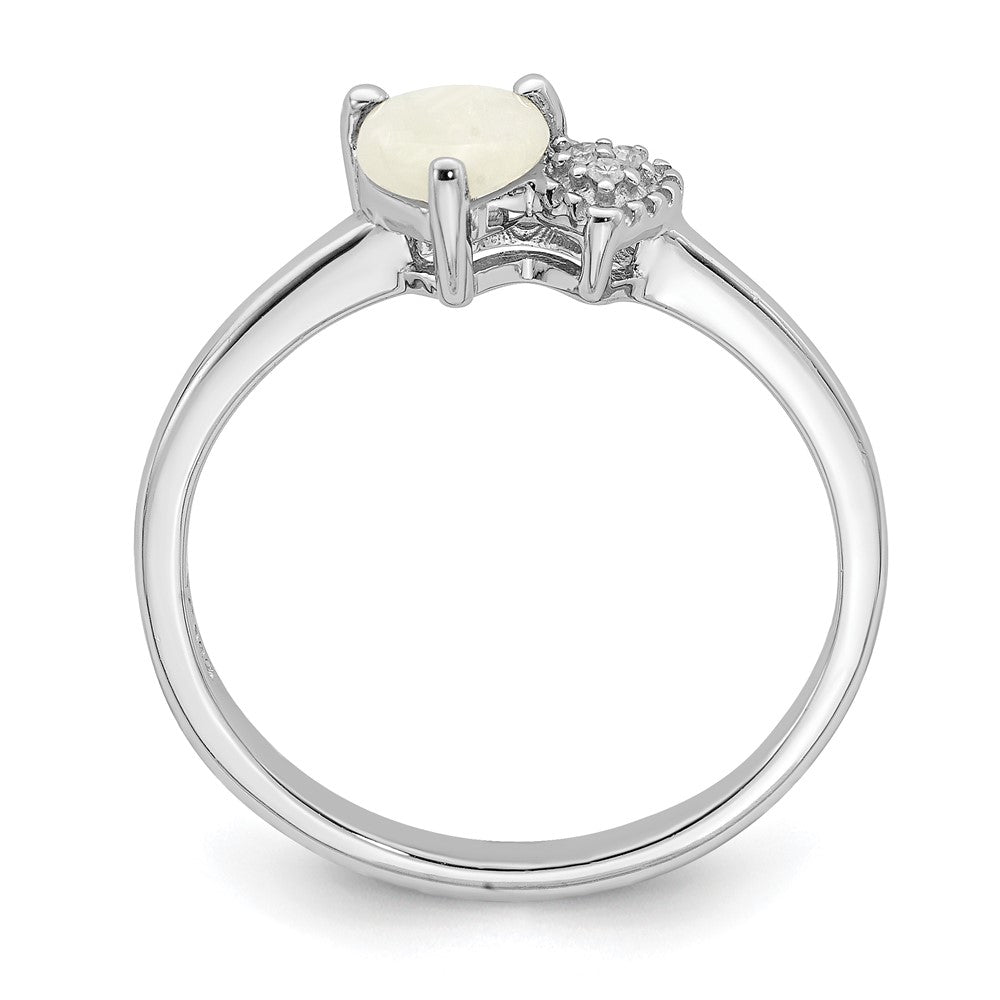 Sterlingsilber Rhodiniert Im Labor Erzeugt Opal und Diamant Ring
