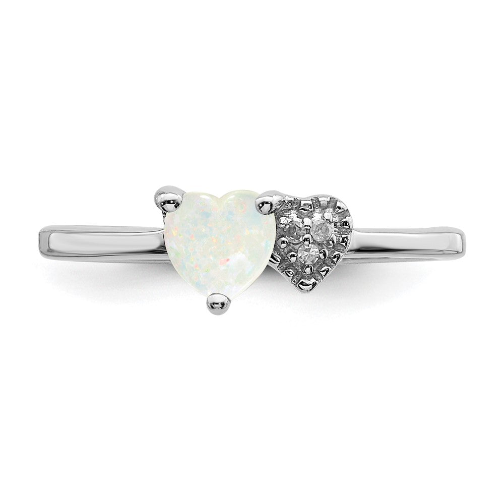 Sterlingsilber Rhodiniert Im Labor Erzeugt Opal und Diamant Ring