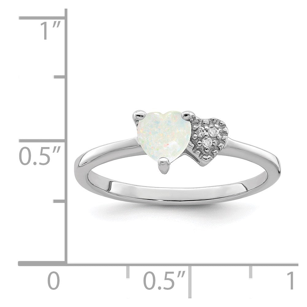 Sterlingsilber Rhodiniert Im Labor Erzeugt Opal und Diamant Ring