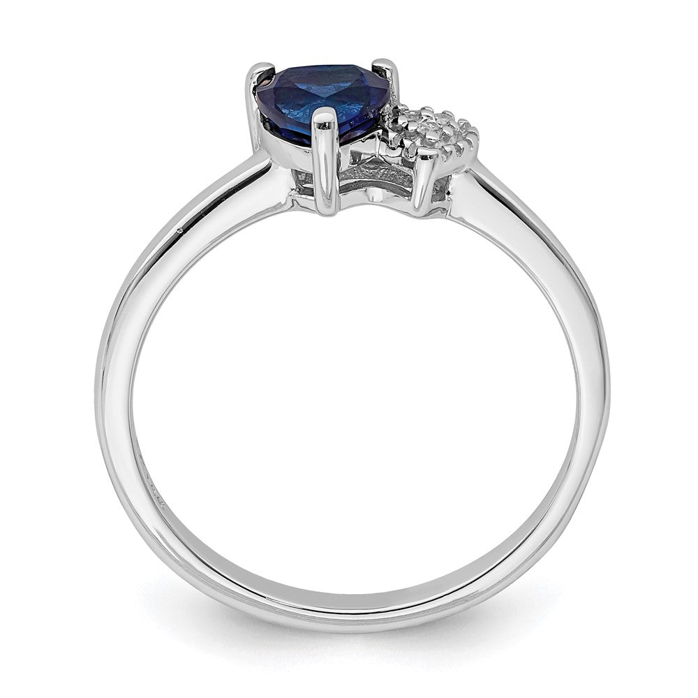 Sterlingsilber Rhodiniert Erzeugt Saphir und Diamant Ring