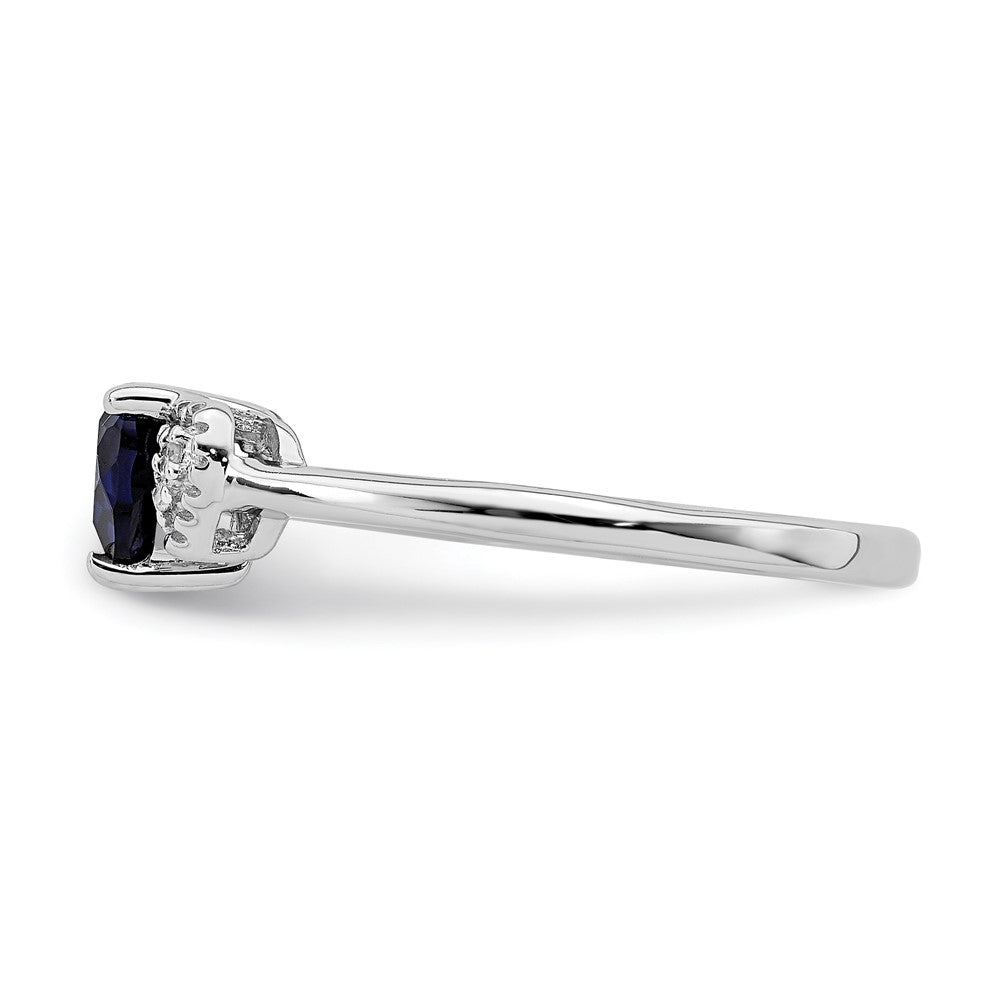 Sterlingsilber Rhodiniert Erzeugt Saphir und Diamant Ring