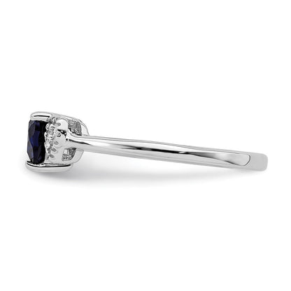 Sterlingsilber Rhodiniert Erzeugt Saphir und Diamant Ring