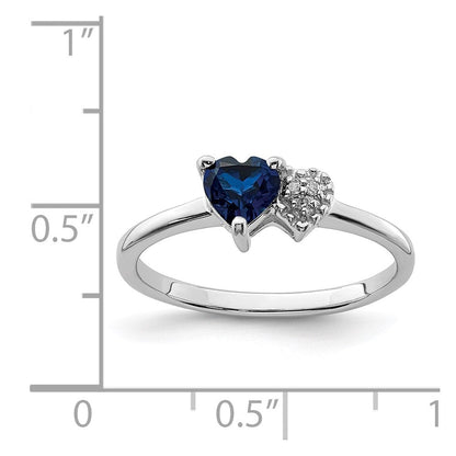 Sterlingsilber Rhodiniert Erzeugt Saphir und Diamant Ring