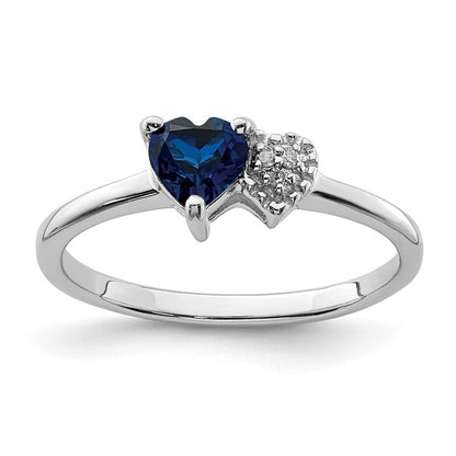 Sterlingsilber Rhodiniert Erzeugt Saphir und Diamant Ring