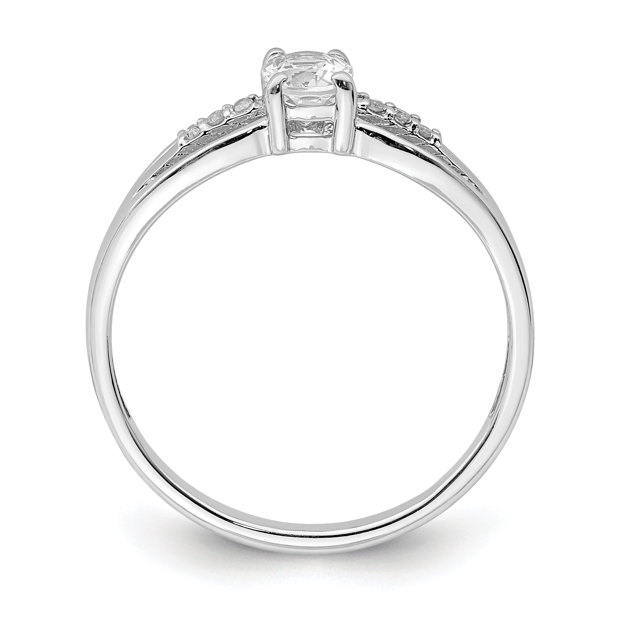 Sterlingsilber Rhodiniert Diamant Weiß Topas Ring