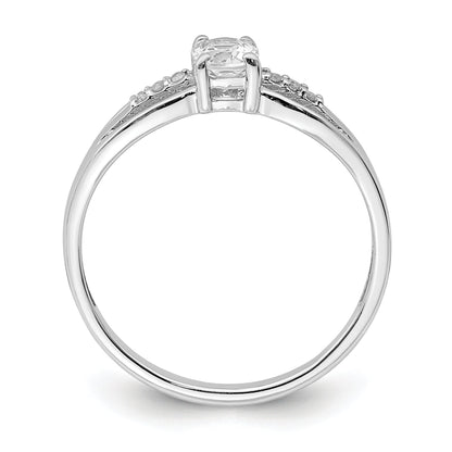 Sterlingsilber Rhodiniert Diamant Weiß Topas Ring