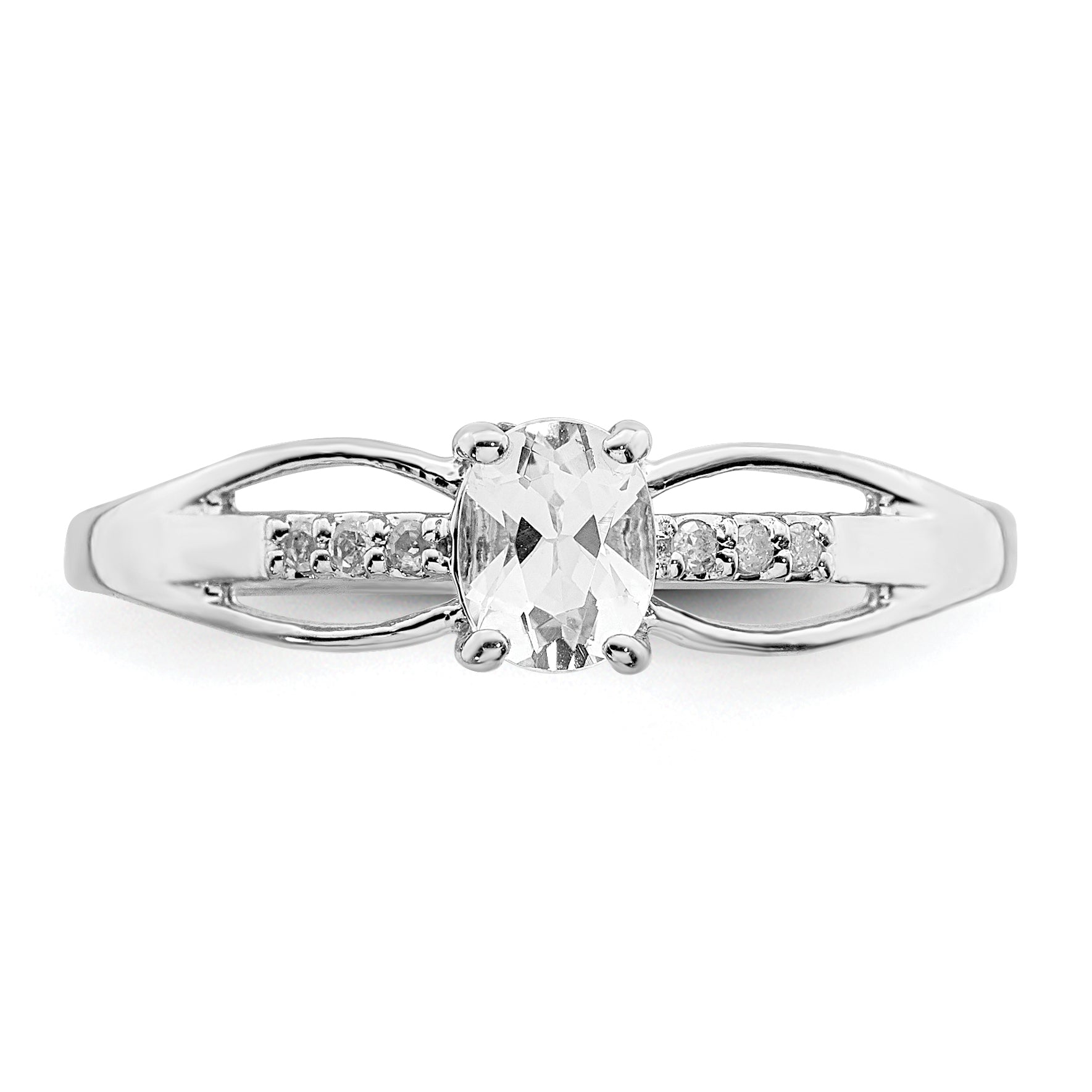 Sterlingsilber Rhodiniert Diamant Weiß Topas Ring