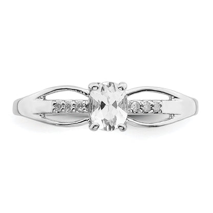 Sterlingsilber Rhodiniert Diamant Weiß Topas Ring