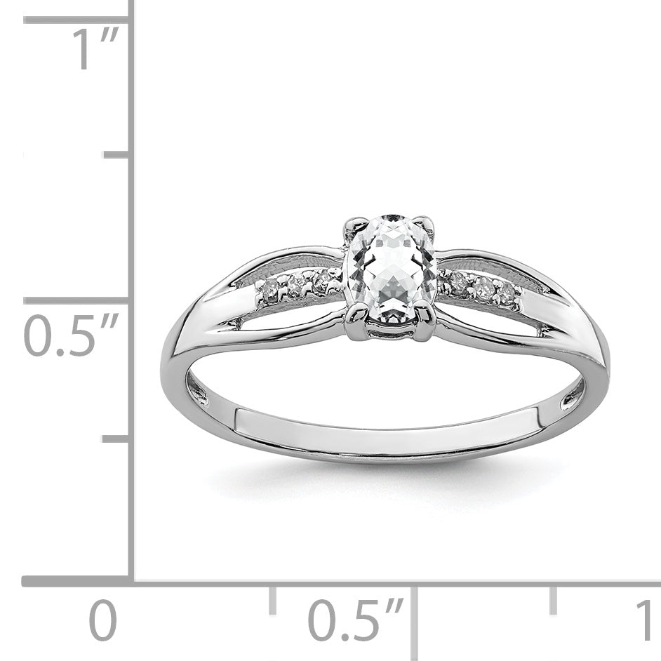 Sterlingsilber Rhodiniert Diamant Weiß Topas Ring