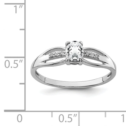 Sterlingsilber Rhodiniert Diamant Weiß Topas Ring