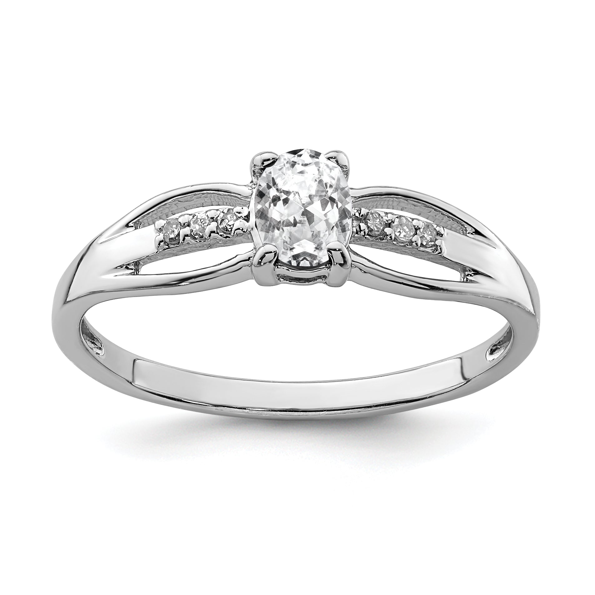 Sterlingsilber Rhodiniert Diamant Weiß Topas Ring
