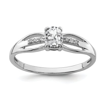 Sterlingsilber Rhodiniert Diamant Weiß Topas Ring