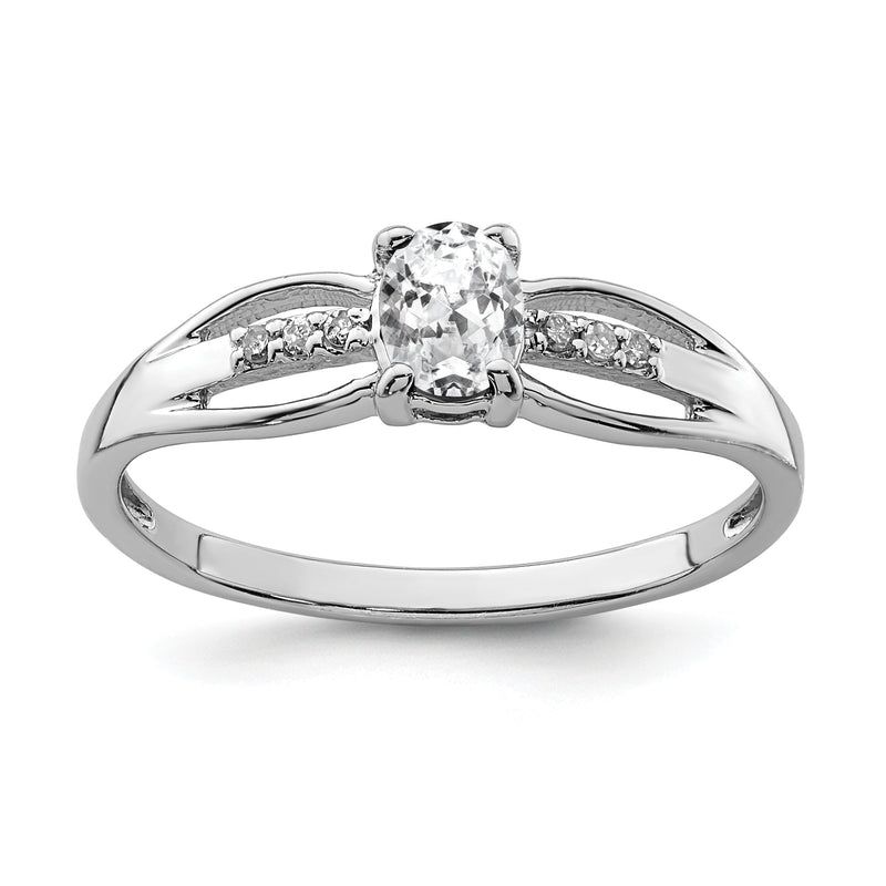 Sterlingsilber Rhodiniert Diamant Weiß Topas Ring