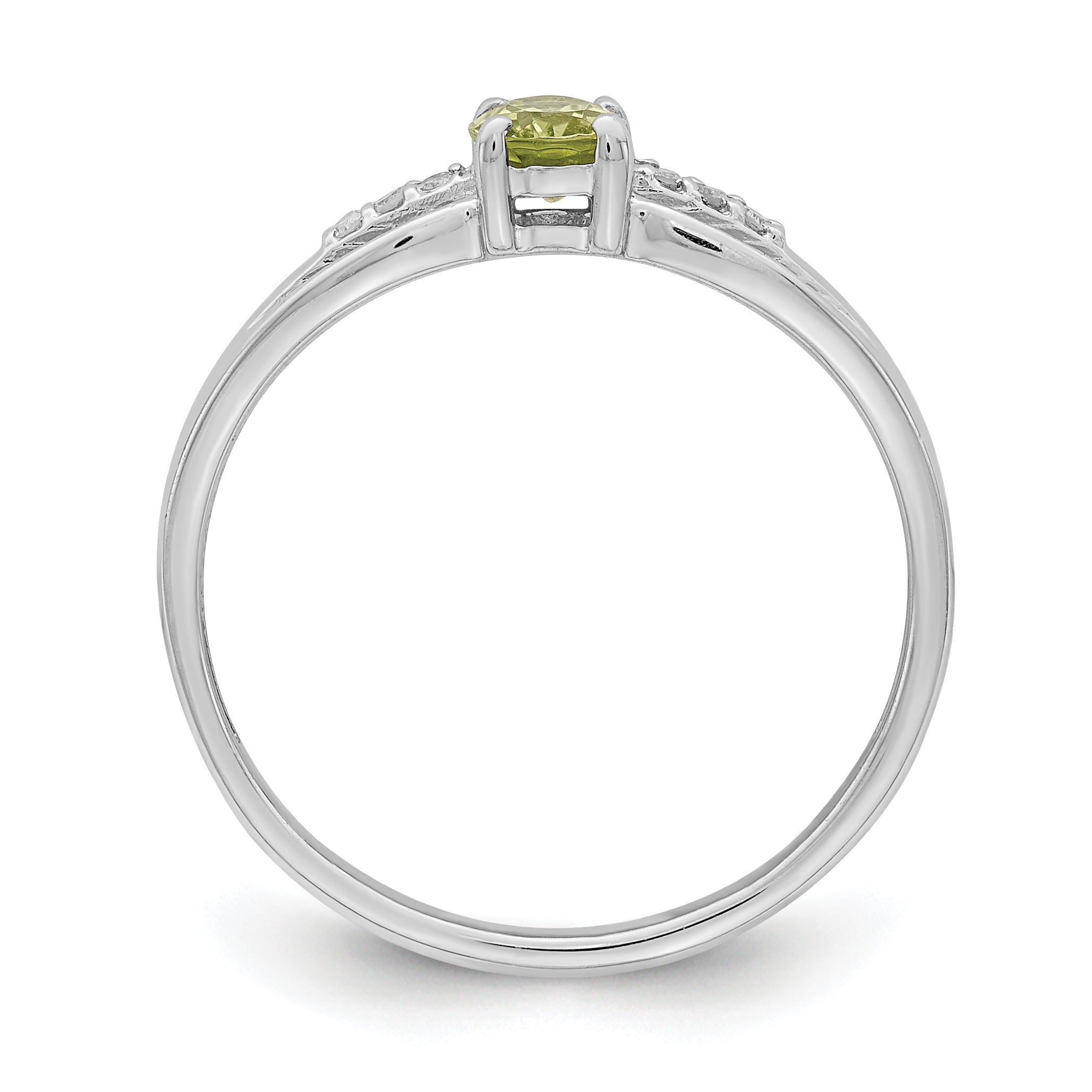Sterlingsilber Rhodiniert Diamant Peridot Ring