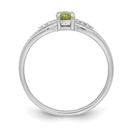 Sterlingsilber Rhodiniert Diamant Peridot Ring