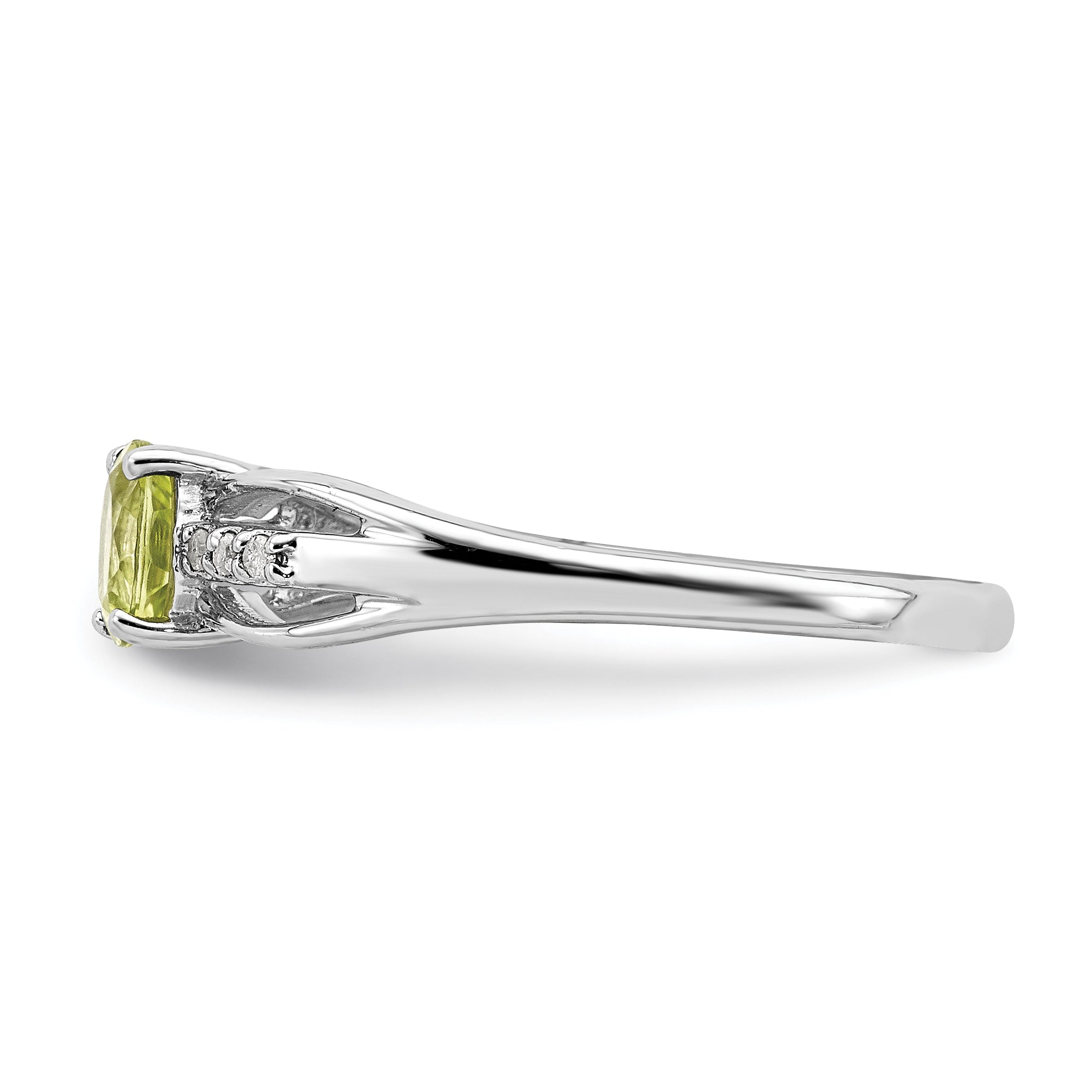 Sterlingsilber Rhodiniert Diamant Peridot Ring