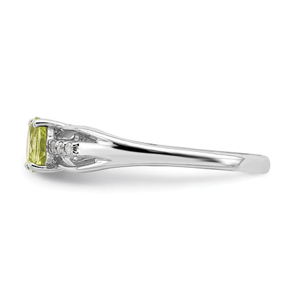 Sterlingsilber Rhodiniert Diamant Peridot Ring