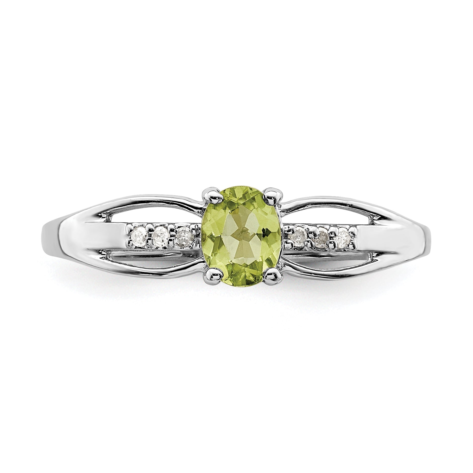 Sterlingsilber Rhodiniert Diamant Peridot Ring