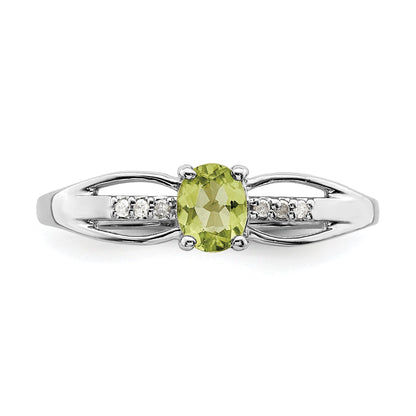 Sterlingsilber Rhodiniert Diamant Peridot Ring