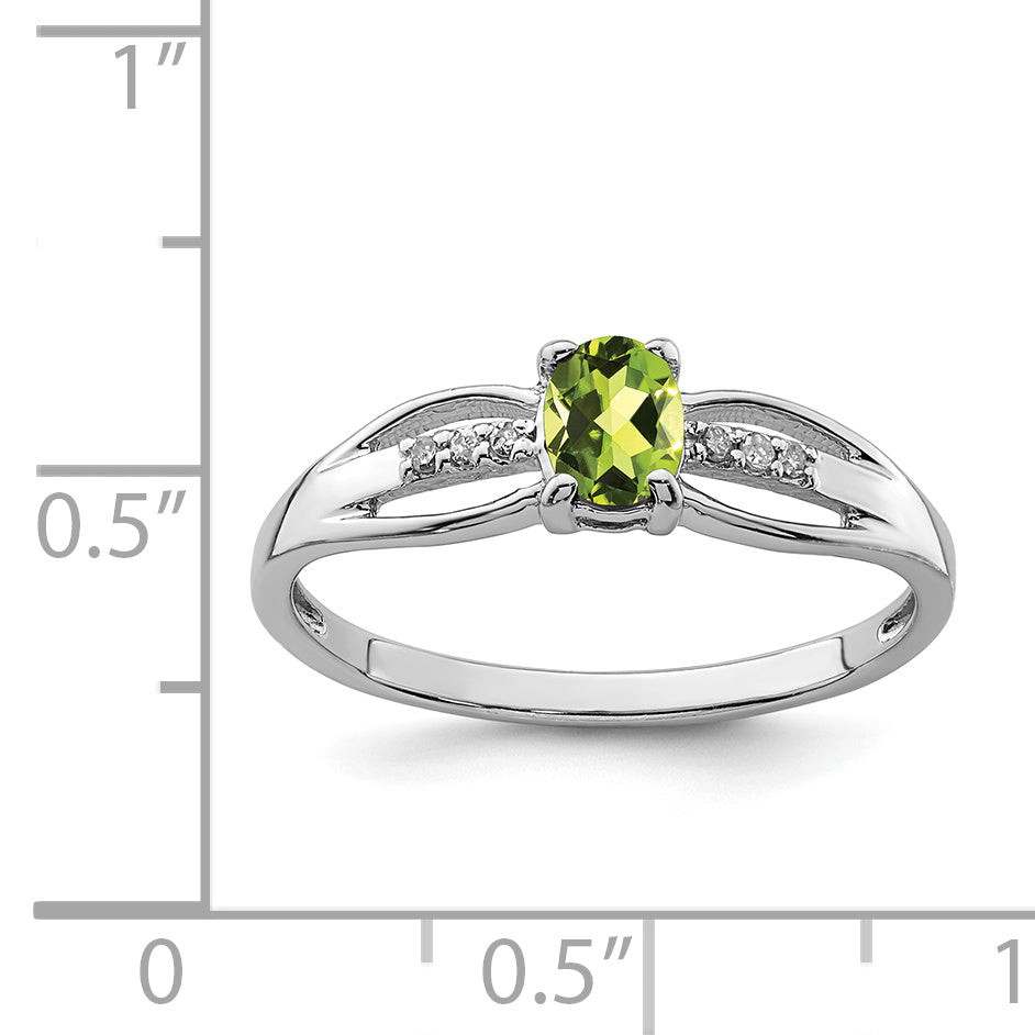 Sterlingsilber Rhodiniert Diamant Peridot Ring
