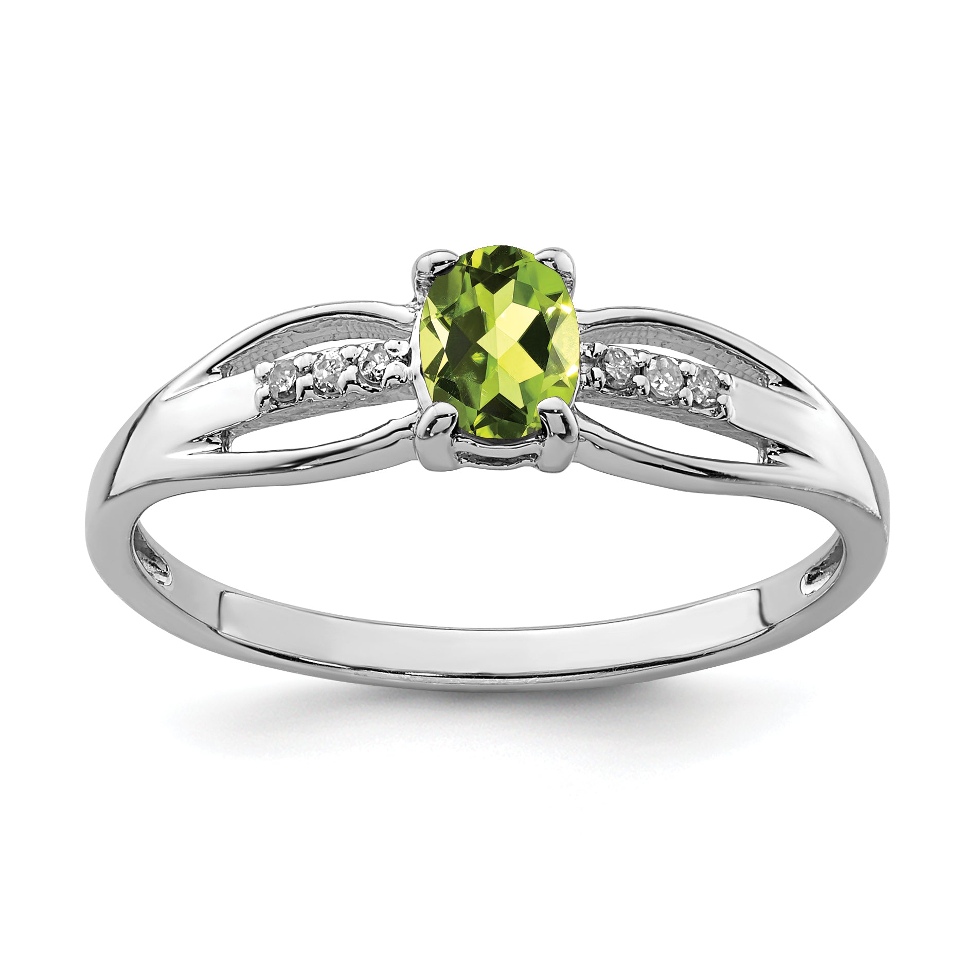 Sterlingsilber Rhodiniert Diamant Peridot Ring