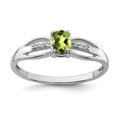 Sterlingsilber Rhodiniert Diamant Peridot Ring