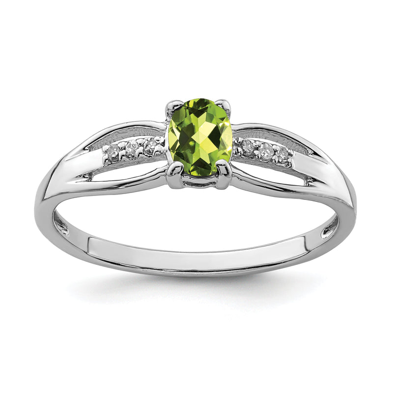 Sterlingsilber Rhodiniert Diamant Peridot Ring