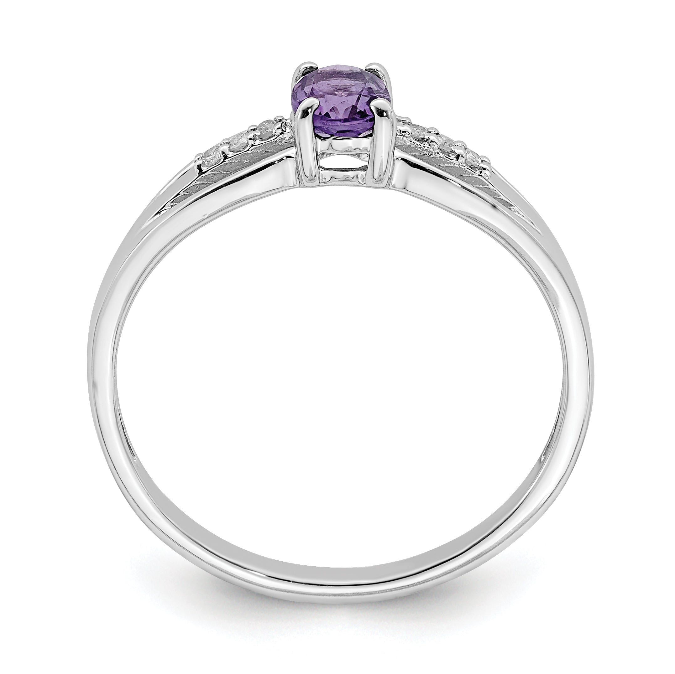 Sterlingsilber Rhodiniert Diamant Amethyst Ring
