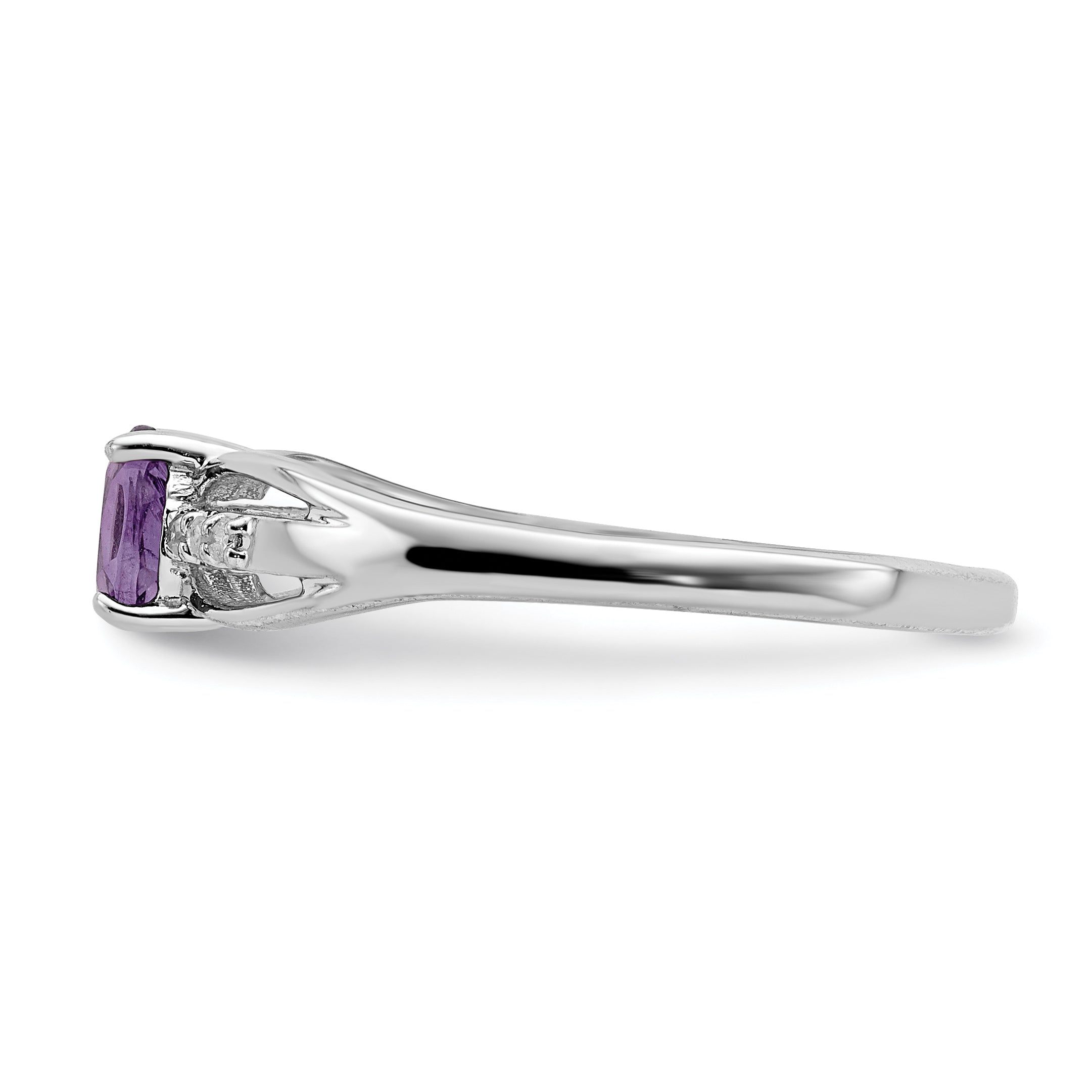 Sterlingsilber Rhodiniert Diamant Amethyst Ring