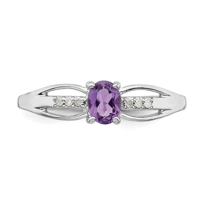 Sterlingsilber Rhodiniert Diamant Amethyst Ring