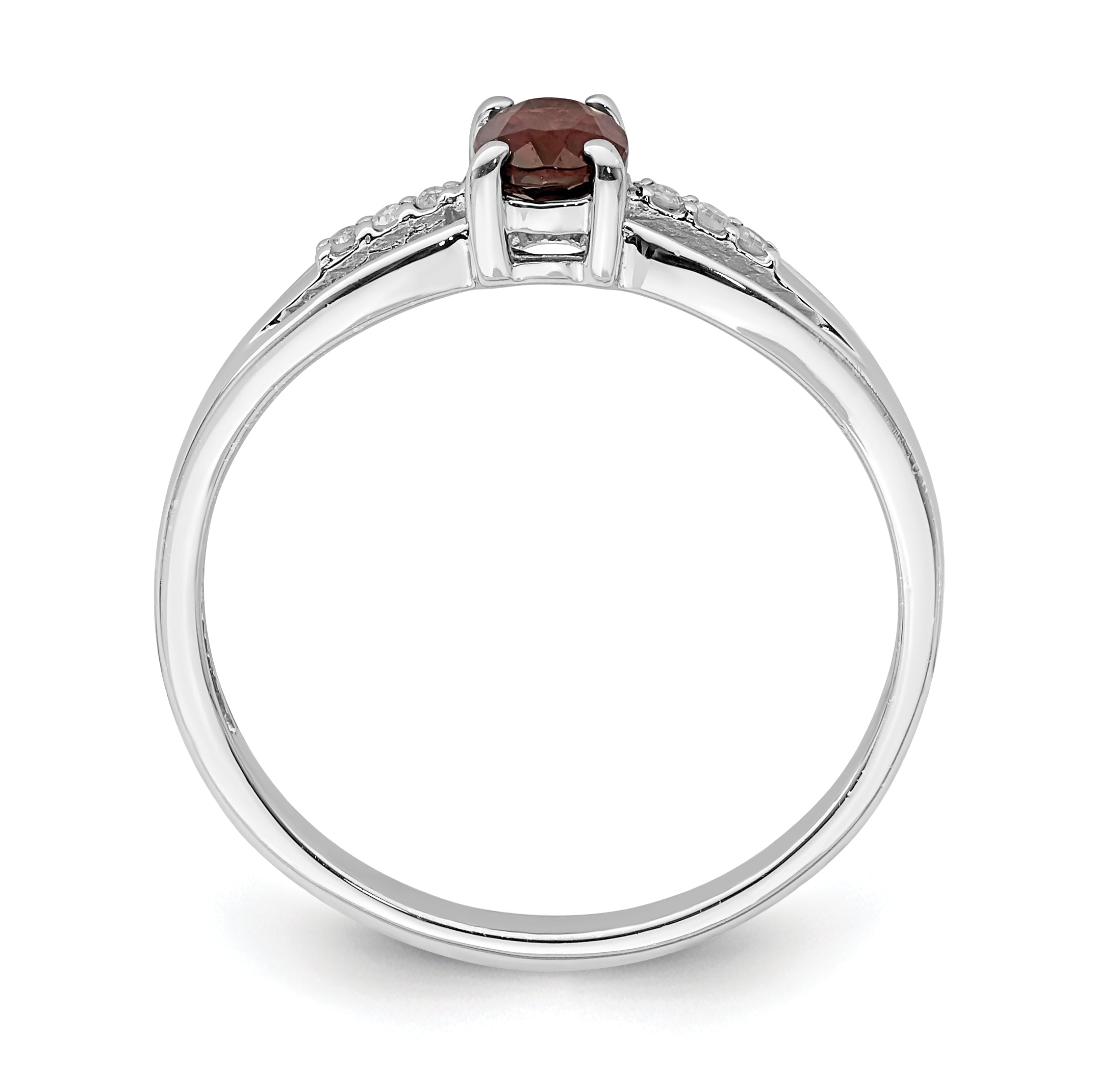 Sterlingsilber Rhodiniert Diamant Granat Ring