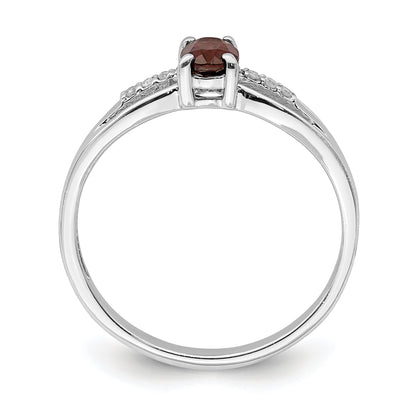 Sterlingsilber Rhodiniert Diamant Granat Ring