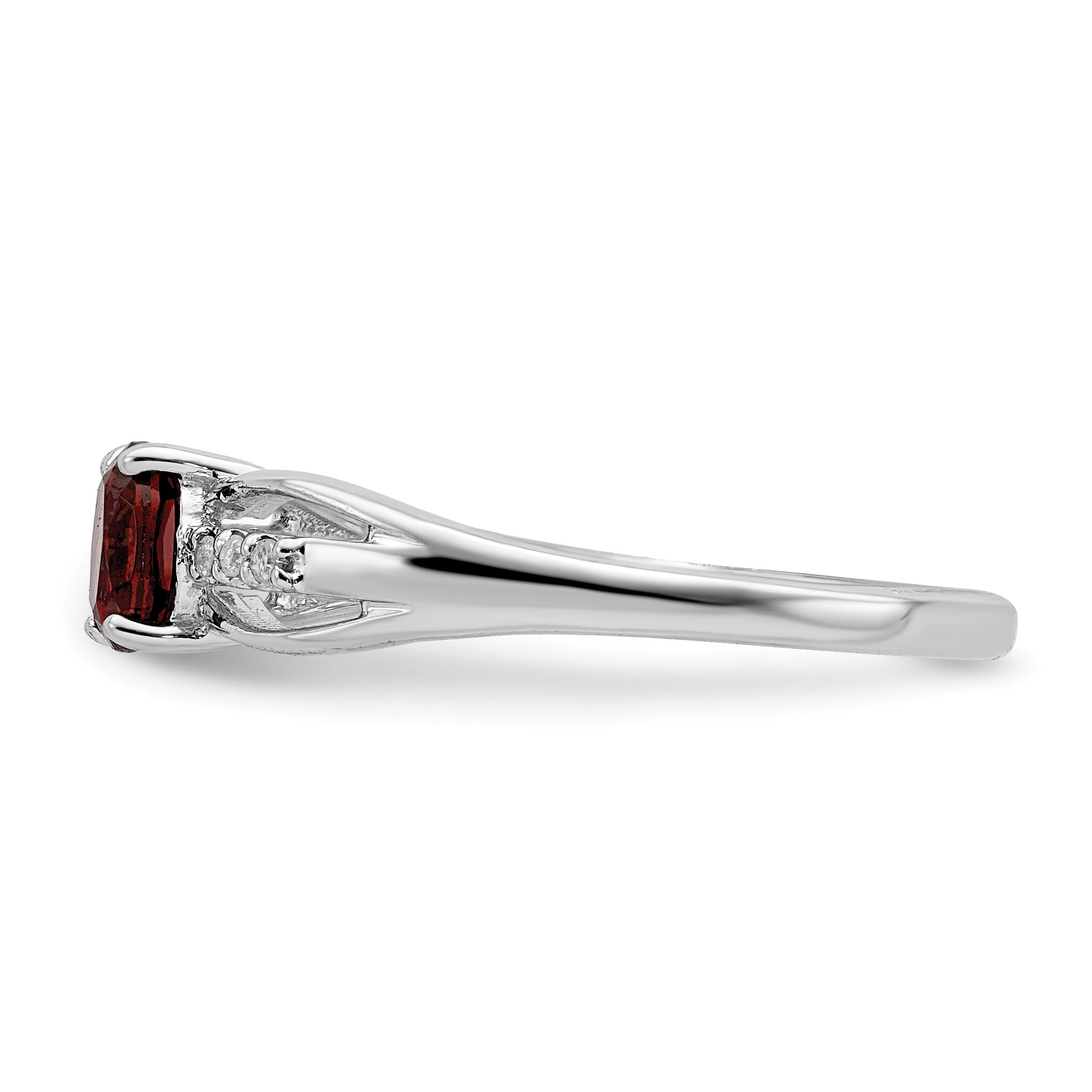 Sterlingsilber Rhodiniert Diamant Granat Ring